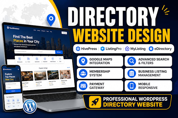 directory website, hivepress, geodirectory, listingpro, brilliant directory