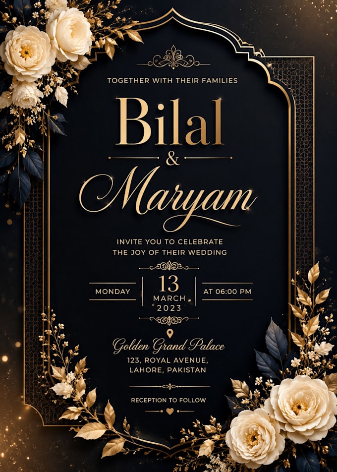 modern wedding invitation card, marriage card