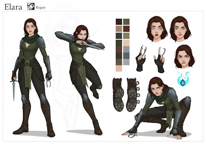 do a 2d character design and concept art