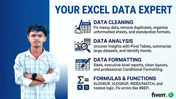 data cleaning, data analysis , data formatting etc