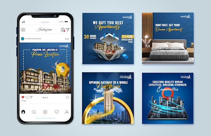 design instagram, facebook, linkedin post and social media posts
