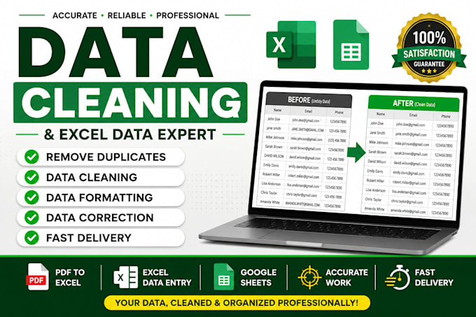 do excel data entry, data formatting and data cleaning