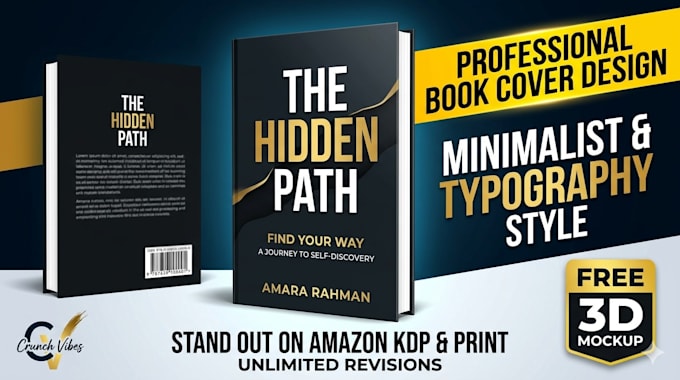 do minimalist and typography book cover design with 3d mockup