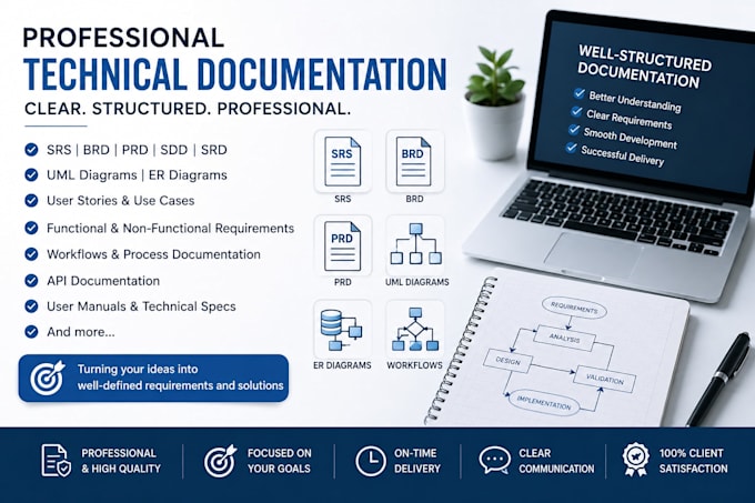 create professional srs, brd, prd, and software documentation