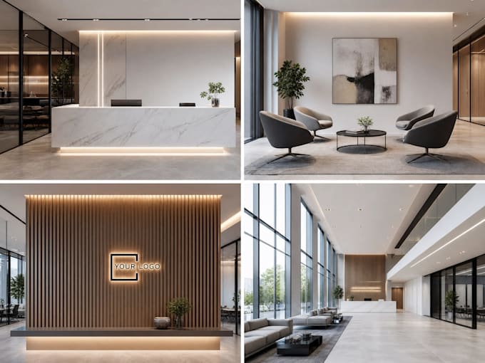create interior design 3d rendering  3d visualization for reception office