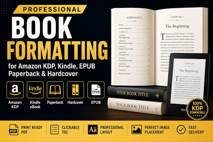 format your book for amazon KDP kindle paperback and epub