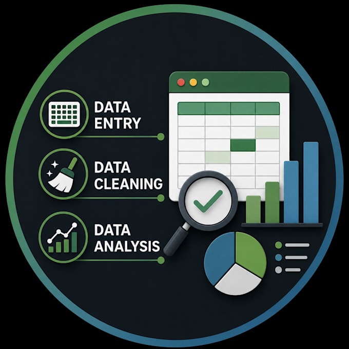 do data entry, data cleaning, data analysis