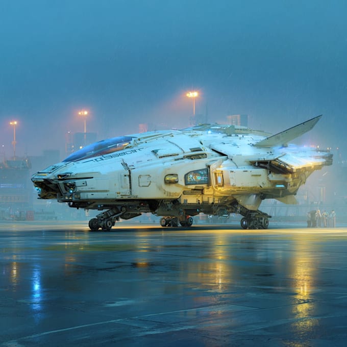 draw sci fi spaceship concept art or vehicle design