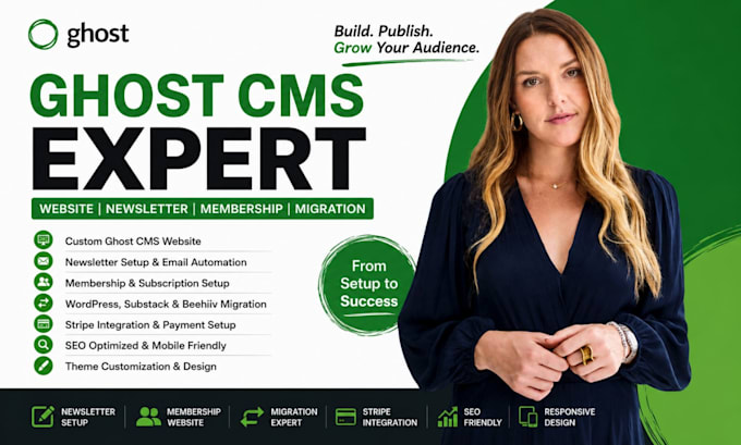 ghost cms website, newsletter, membership and wordpress migration setup