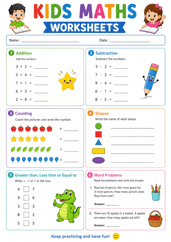 do abcd alphabets nd maths worksheets