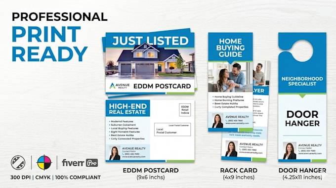 design print ready eddm postcard, dl flyer rack card, door hanger design for you