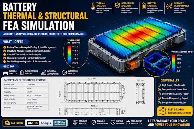 perform battery thermal and structural fea simulation