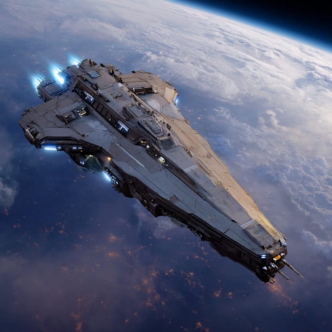 draw sci fi spaceship concept art or vehicle design