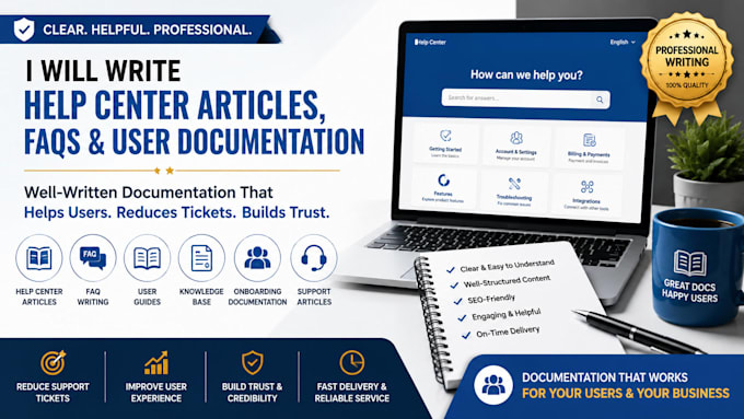 write help center articles, faq and user documentation