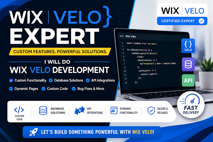 develop custom wix velo code, api integrations and databases