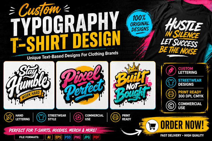 design custom typography t shirt and text or font logo
