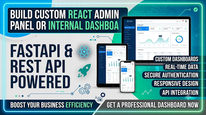 build custom react admin panel or internal dashboard with fastapi, rest API