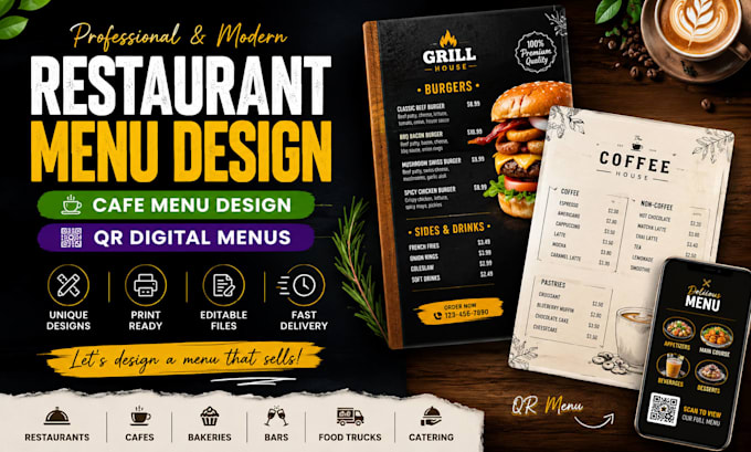 do restaurant menu design, cafe menu, food menu qr digital menu