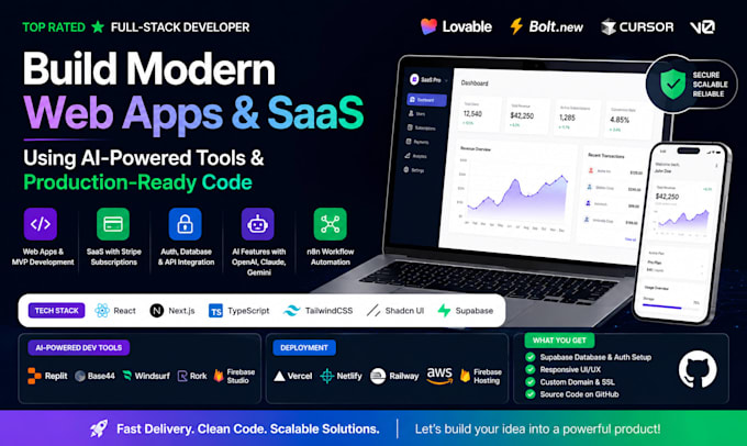 lovable, bolt new, cursor, v0, replit, base44, windsurf, and rork with supabase