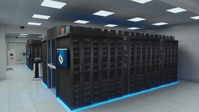 provide 3d server room design, data center, IT room design, server rack design