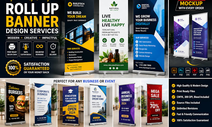 create roll up banner, retractable banner, pull up, or roller banner