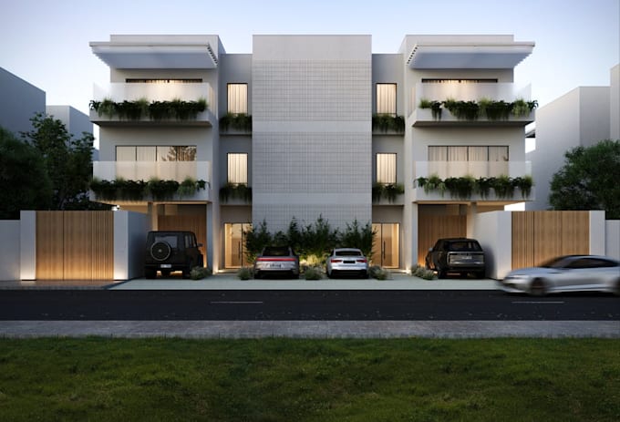 redesign  3d villa interior and exterior building, 3d realism rendering,car park