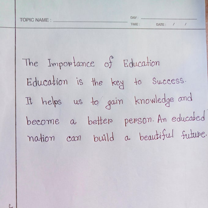 write assignment in neat handwriting