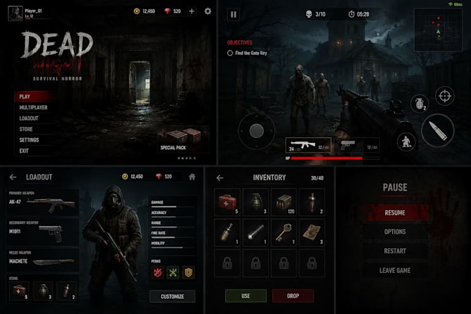 develop scary multiplayer survival horror shooting game, vr shooting p2e game,