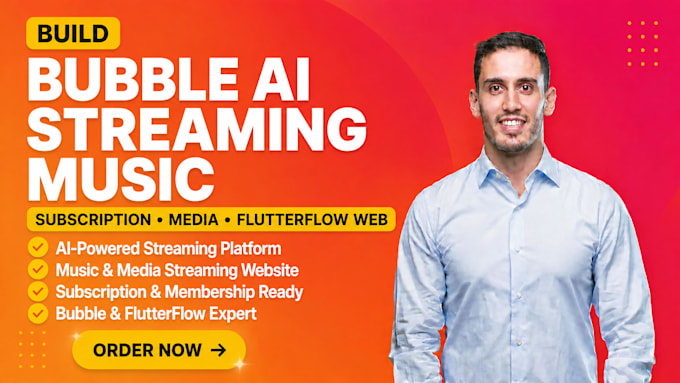 develop bubble ai streaming music subscription media website flutter flow web