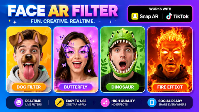 3d ar vtuber face tracking filter for lens studio and streaming