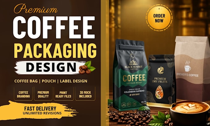 design premium coffee pouch packaging and coffee bag label design