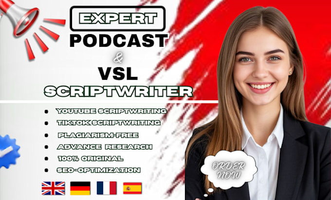 write a professional video script, vsl, or podcast script for your brand