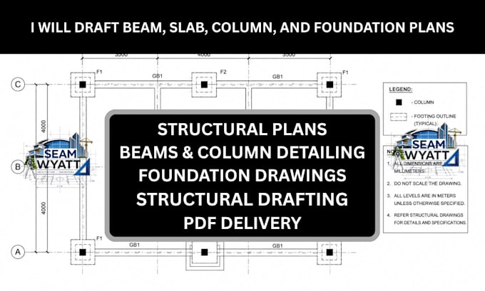 draft beam, slab, column, and foundation plans