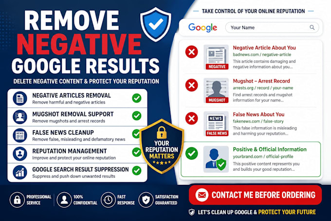 delete negative google search results, remove mugshots negative article news