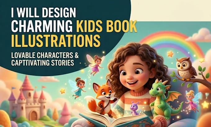 design charming kids book illustrations and lovable characters
