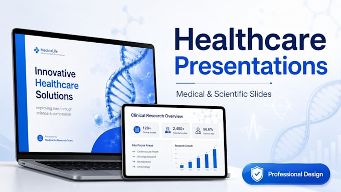 design healthcare presentation, medical presentation and scientific presentation