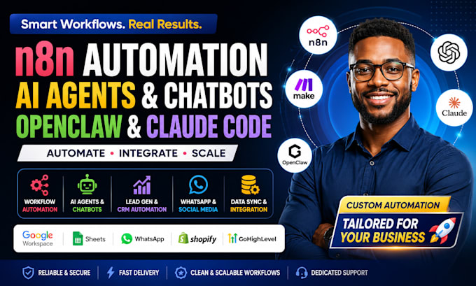 build n8n automation ai agent workflows and claude code mcp integrations for you