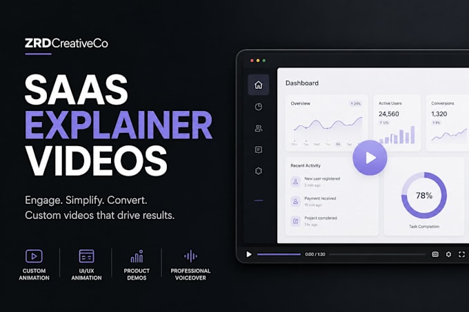 create saas explainer videos, product demo videos and UI animations