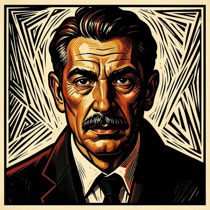 draw linocut illustration for shirt design