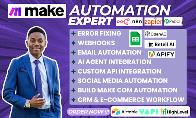 fix make com, make com, setup make com automation, made com, make com expert