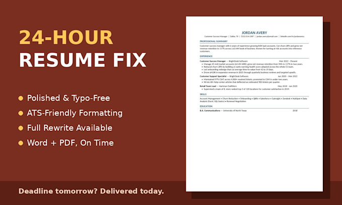 fix and polish your resume within 24 hours