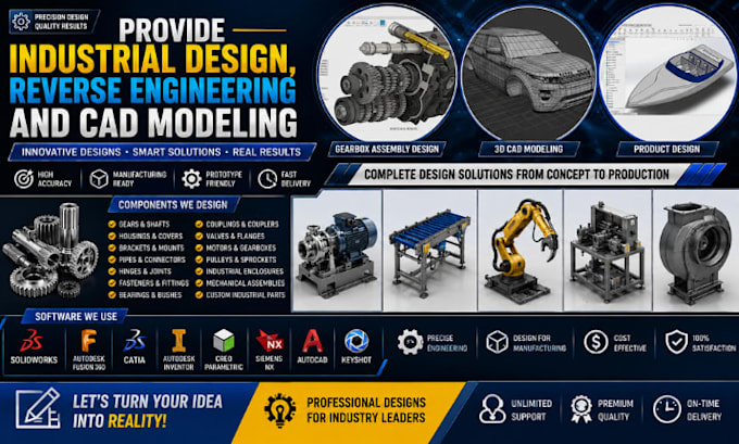 provide industrial design, reverse engineering and cad modeling