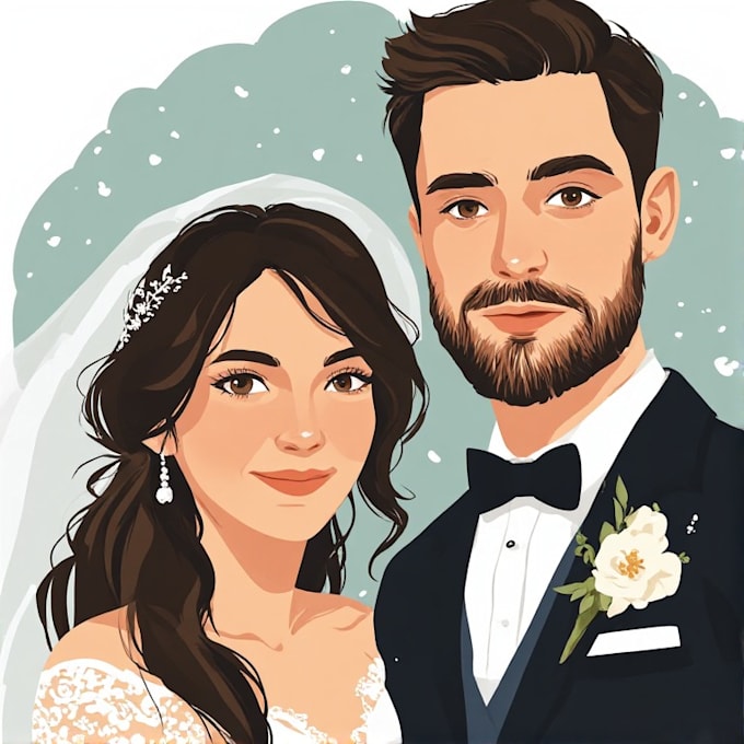 couple portrait wedding portrait illustration