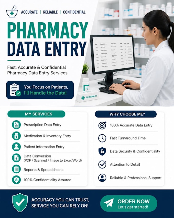 pharmacy related data entry perfectly