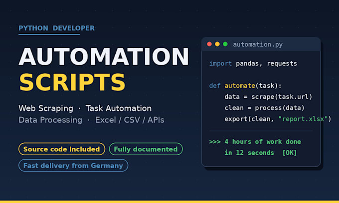 develop python scripts for automation, web scraping and data processing