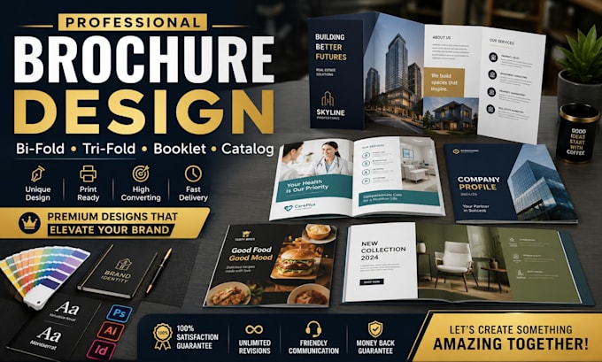 design a professional bifold trifold brochure flyer