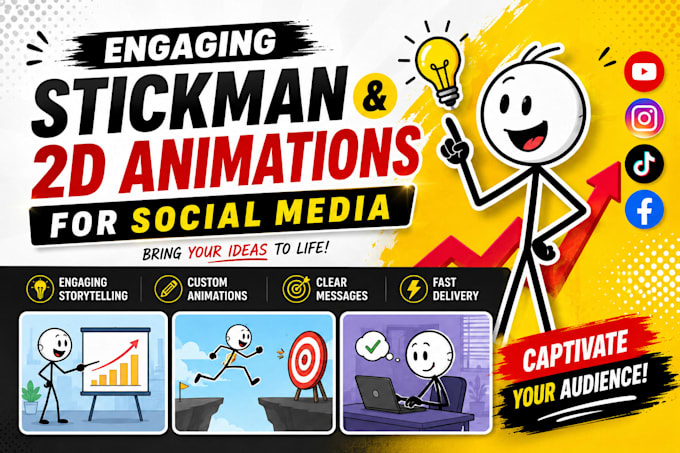 create engaging stickman and 2d animations for social media