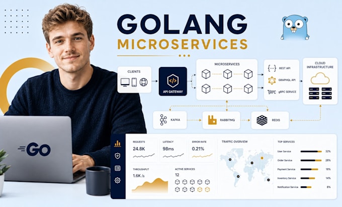 develop custom golang backend, rest API, graphql and scalable microservices