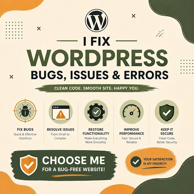 solve wordpress bugs and errors