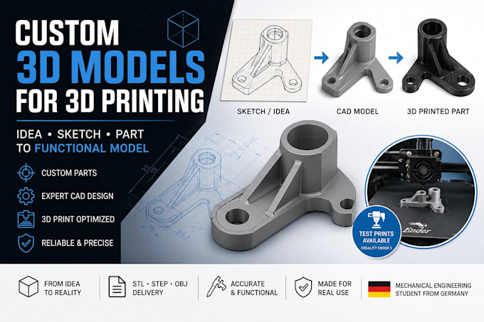 create 3d models for replacement parts and 3d printing